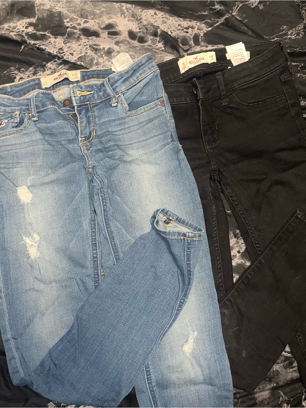 Hollister Women’s Jeans - Light Blue & Black 3s w 26 l 29